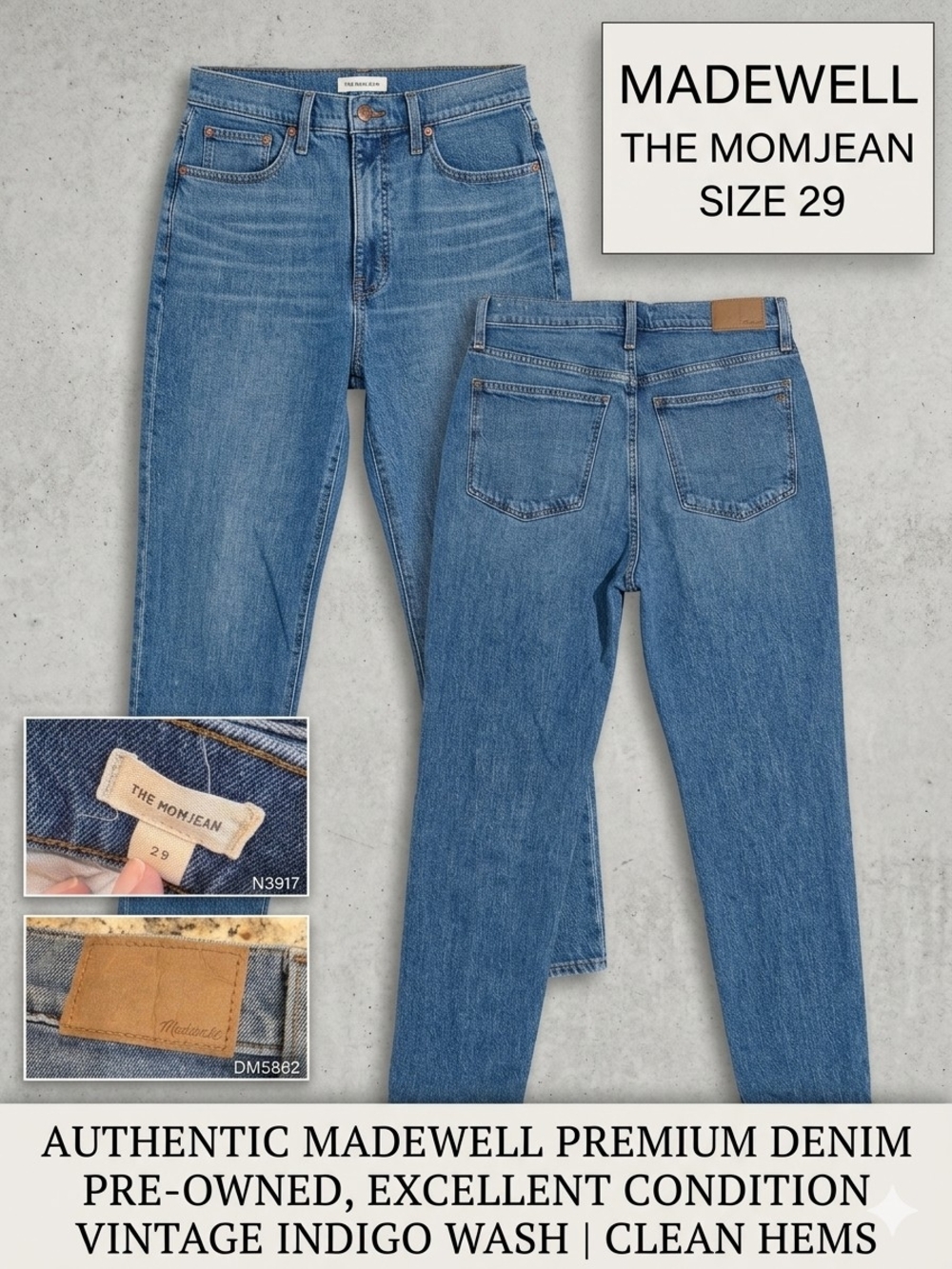 Madewell The Momjean Women's Indigo Blue Jeans - Size 29